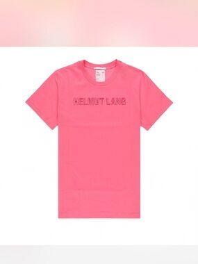 Helmut Lang Hot Pink Logo Short Sleeve Tee
